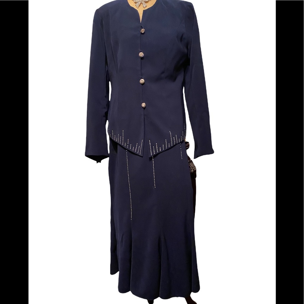 Terramina Dresses 2-Piece Skirt Suit in Terra Navy